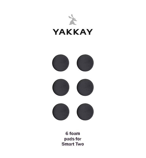 A set of six black foam pads branded Yakkay, intended for use with the YAKKAY Smart Two helmet.