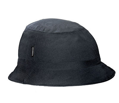 A black Yakkay helmet cover displayed against a white background.