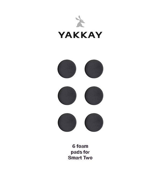 A set of six black foam pads branded Yakkay, intended for use with the YAKKAY Smart Two helmet.